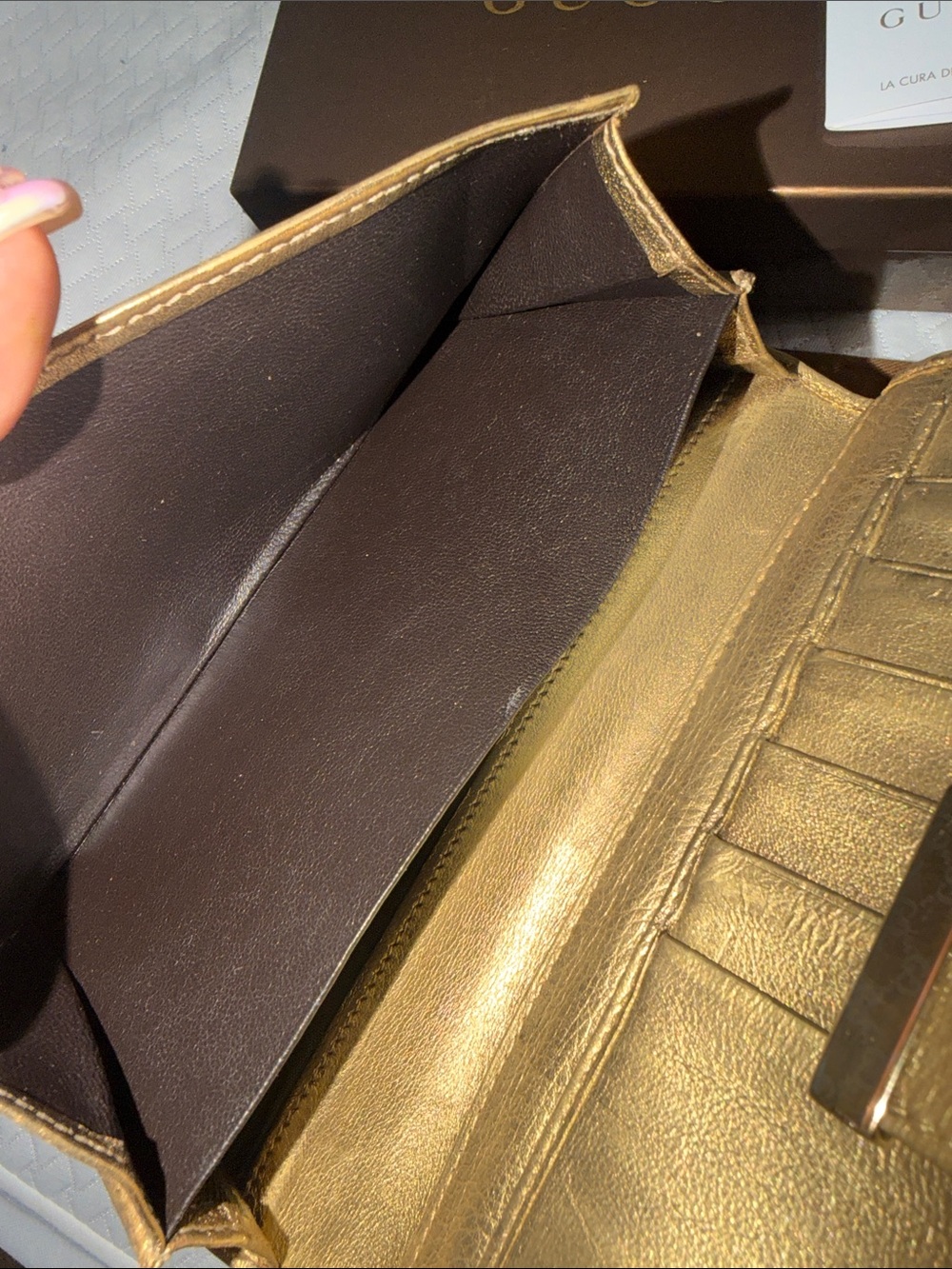 Gucci Brown GG Monogram Continental Wallet with Gold Trim - Picture 5 of 5